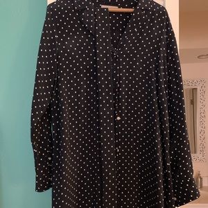 Navy Polka Dot Shirtdress with belt